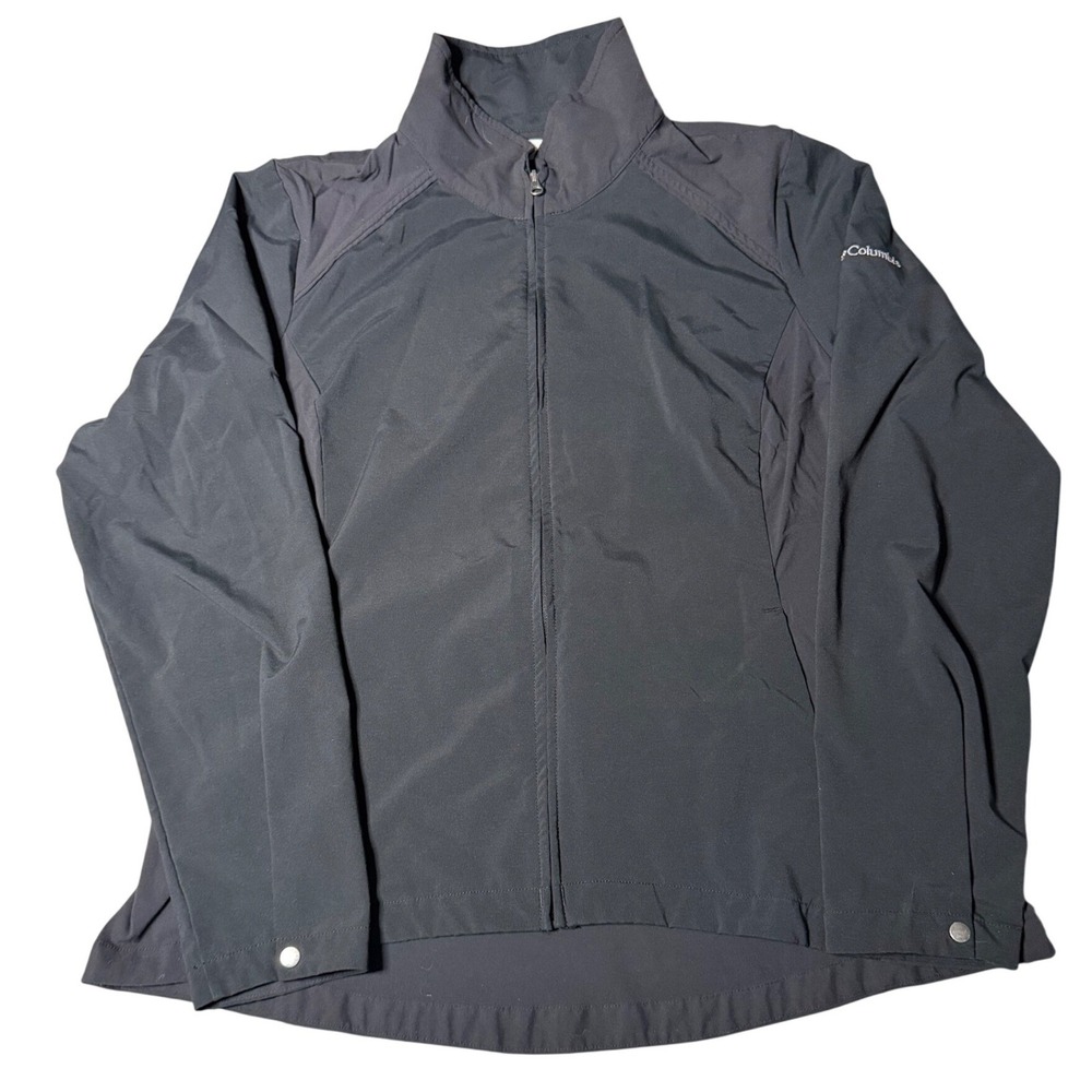 Columbia Sportswear Womens XL Black Full Zip Jacket AL3092 Mock Neck Lightweight